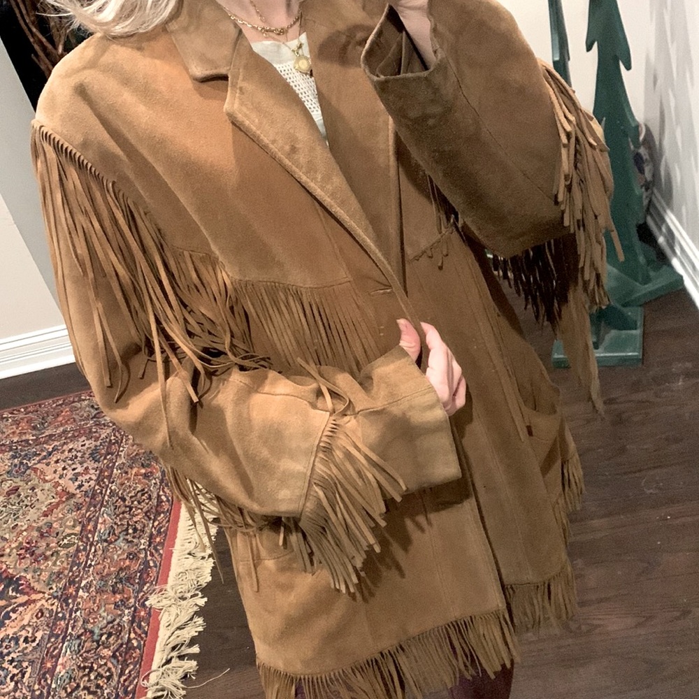 VINTAGE PIONEER WEAR USA WESTERN FRINGE SUEDE JACKET